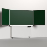 Klapp-Schiebetafel wandmontiert, mit Fuß, Mittelfläche 200x120 cm, Stahlemaille grün 